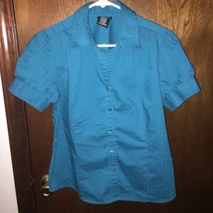 George button down short sleeve top blue